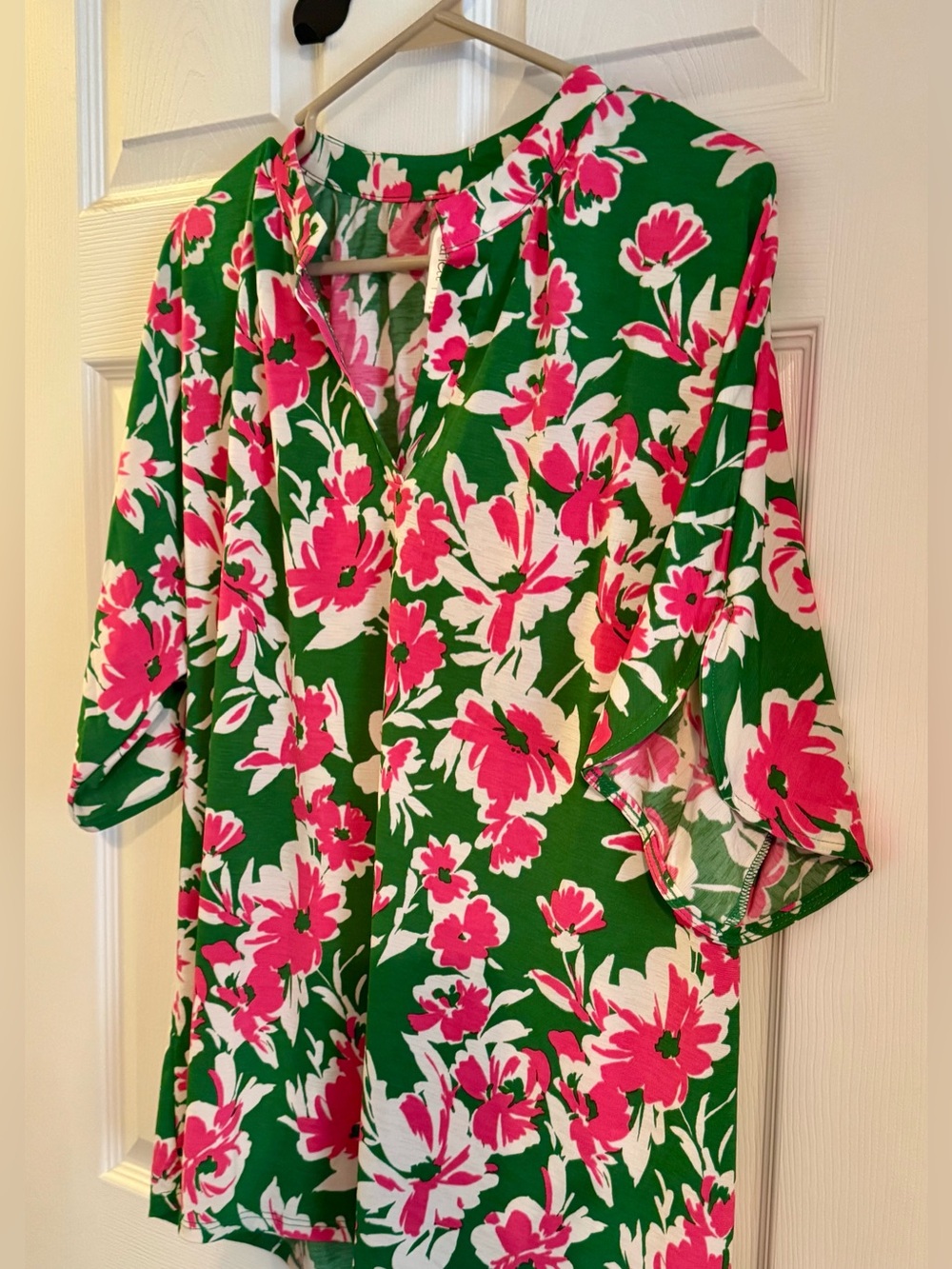 Dear Scarlett Green Floral Top with Pink & White Blossoms - Picture 3 of 5